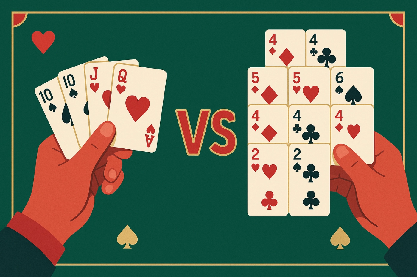 Minh hoa so sanh chien thuat Poker va Mau Binh tren ban bai