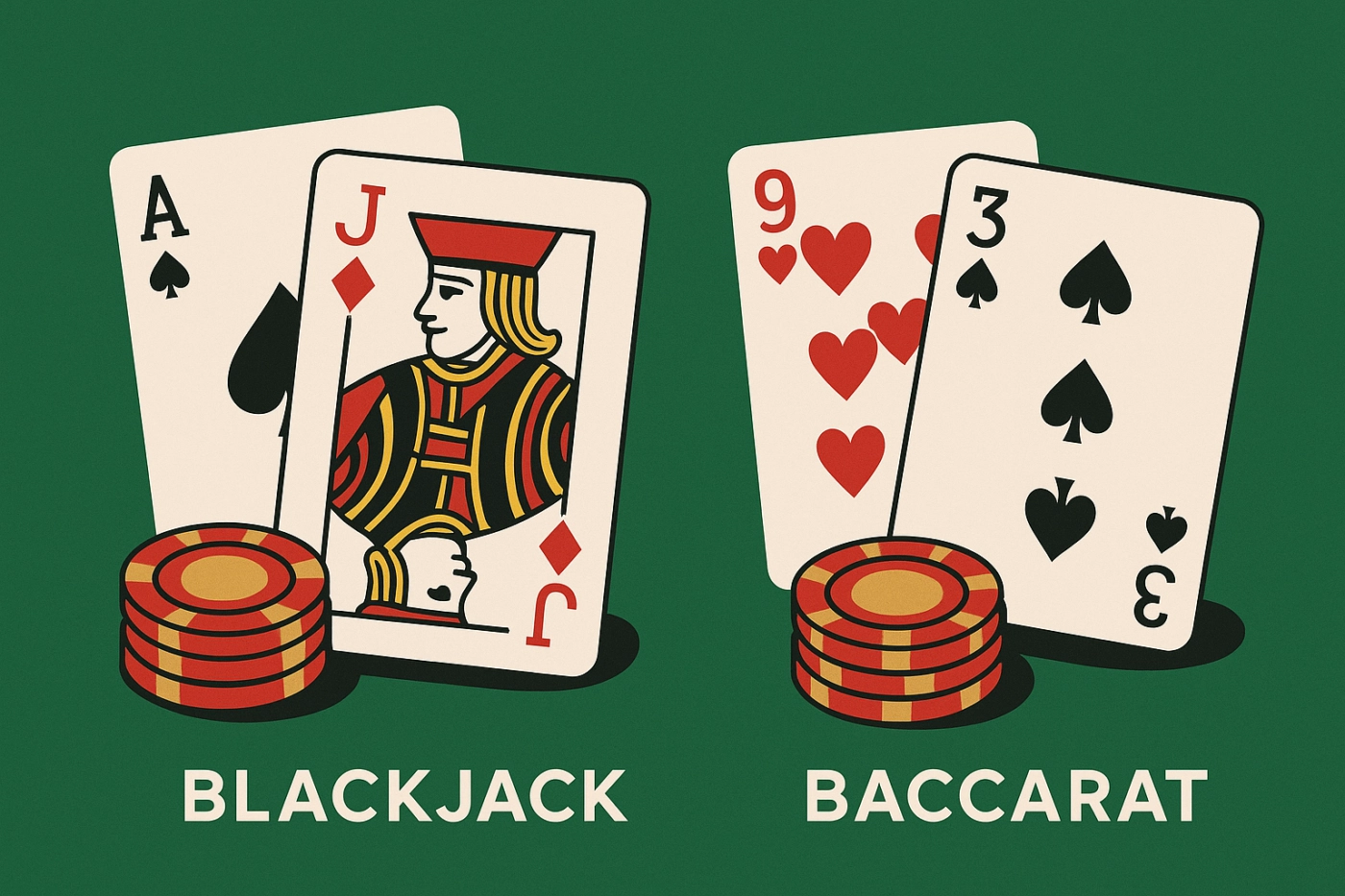 Minh hoa so sanh game bai Xi Dach va Baccarat tren ban choi casino